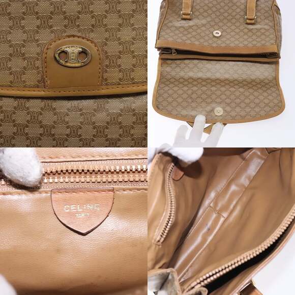 CELINE Macadam Canvas Hand Bag Pvc Beige Gold - Picture 11 of 13